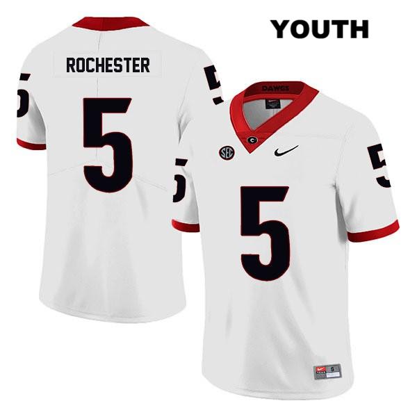Georgia Bulldogs Youth Julian Rochester #5 NCAA Legend Authentic White Nike Stitched College Football Jersey ESX6156II
